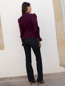 Nöista Deep Purplish-Red Fitted Top ,Ruffles, Softness, Elegance, French Romance. Versatile Piece For The Urban Woman's Wardrobe,Fall/Winter.. - Purple - View 6