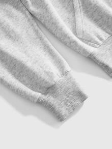 ROMWE Fairycore Women's Vintage All-Match Button Decor Dragonfly Applique Embroidery Loose Fit Versatile Sweatshirt - Grey - View 4