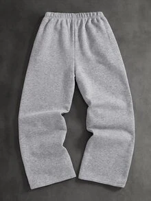 1pc Tween Boy High Street Fashion Grey Embroidered Pattern Design Straight Leg Pants With Front Curved Design, Novel And Stylish, Comfortable Fabric, Suitable For Versatile, New Arrival, Suitable For All Seasons - Grey - View 2