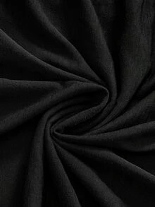 ROMWE Women's Halter Neck Knitted Patchwork Linen Goth Forbidden Arts Print Brown & Black Contrast Color Spring Summer Sexy Backless Asymmetrical Hem Dress - Black - View 4
