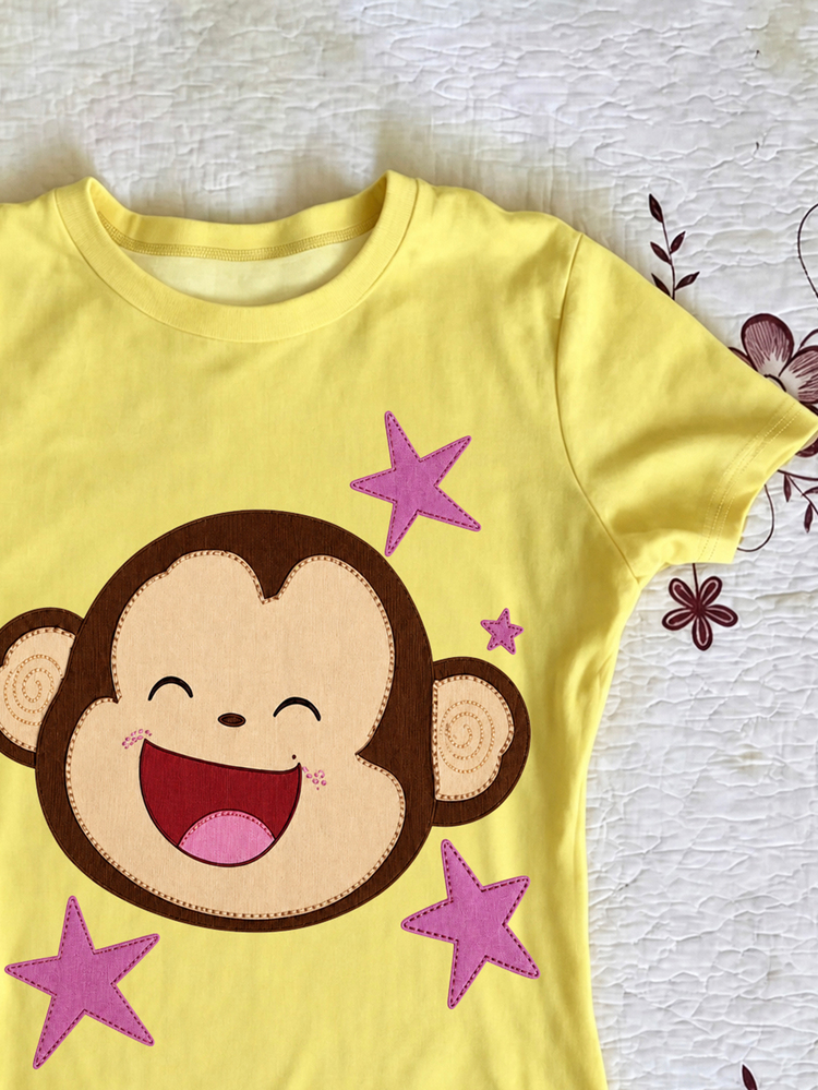 IslaSuriya Women's T-Shirt, Round Neck Short Sleeve, Slim Fit T-Shirt, Cute Casual T-Shirt For Women, Suitable For Daily Wear And Dating Occasions, Women's Short Sleeve Top, Summer Women's Top, Latest Women's Top, Monkey Pattern T-Shirt - Yellow - View 5