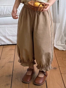 DAZY Young Girl Loose Lantern Pants With Elastic Waist Design - Brown - View 3