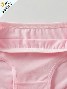 SHEIN 5件組隨機混色糖果色極簡時尚女孩三角內褲，柔軟舒適 - 彩色 - 查看 4