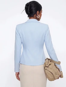 Avantive Women's Elegant Commute Solid Color Waist-Cinching Top - Baby Blue - View 4