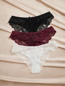 Charlaine Low Waist Lace Panties (3pcs/Pack) - Multicolor - View 2