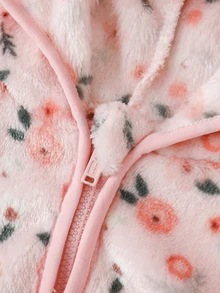 Cozy Pixies 嬰兒女童男童卡通動物豹紋抓絨內裡加厚連帽拉鍊長袖外套夾克，適合冬季 - 淺粉色 - 查看 6