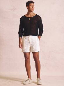Musero Super Fine Knit V Mock Hem Long Sleeve Top Spring/Summer Essentials - Black - View 5