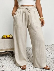 SHEIN Frenchy Plus Size Pants Fall - Apricot - View 3
