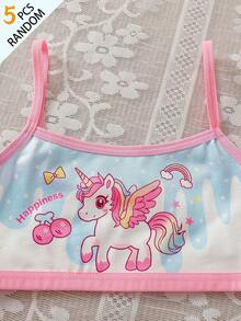 Random 5- Piece,Cute Unicorn Elements With Short Camisoles For Girls - Multicolor - View 7
