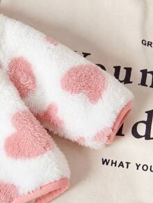 Newborn Baby Girl Cute Autumn/Winter Versatile Casual Heart Pattern Fluffy Jacket - Pink - View 4