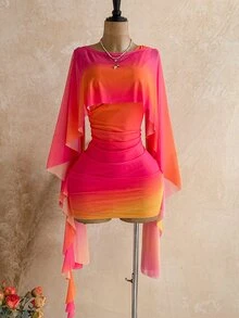 Soleia 女款漸層印花披肩上衣與洋裝兩件套 - 彩色 - 查看 8