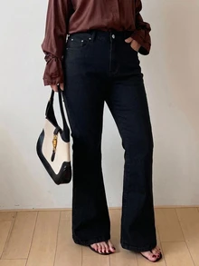 Dazy Plus High Stretch Slim Fit Solid Color Washed Blue Casual Fun Commute Versatile Flare Denim Jeans All Season - Black - View 5