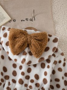 SHEIN Jaket Bulu Imitasi Motif Polkadot Lucu untuk Bayi Perempuan dengan Pita Besar - MultiWarna - View 3