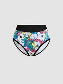 Chillnights My Little Pony X SHEIN Set Lingerie Camisole Motif Unicorn Pelangi 4 Potong - MultiWarna - View 11