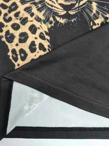 Rovax Women's Summer Casual Leopard Print T-Shirt & Shorts 2 Pieces Set - Multicolor - View 4