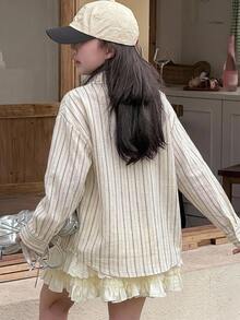 Hapijoa 青少年女孩秋季服飾 青少年女孩) 翻領短袖襯衫 夏季 - 杏色 - 查看 7