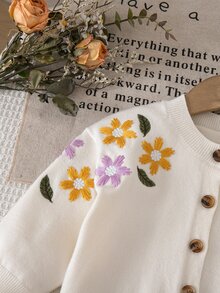 SHEIN 女嬰針織休閒刺繡毛衣與裙子兩件套 - 彩色 - 查看 6