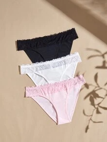 Lullawish 3pcs/Pack Women's Floral Lace Sexy Fashion Triangle Panties - Multicolor - View 3