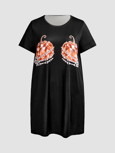 Chillnights Plus Size Women's Halloween Pumpkin Nightgown