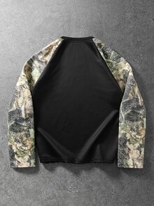 ROMWE MEN Men's Dark Hip-Hop Character Graphic Print Long Sleeve T-Shirt - Black - View 3