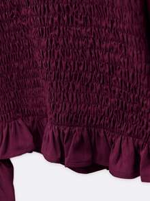 Nöista Deep Purplish-Red Fitted Top ,Ruffles, Softness, Elegance, French Romance. Versatile Piece For The Urban Woman's Wardrobe,Fall/Winter.. - Purple - View 10