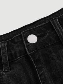 SHEIN MOD 女款蝴蝶結裝飾牛仔裙 - 黑色 - 查看 4