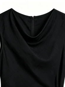 Franclia Women's Solid Color Sleeveless Tie-Front Wrap Romper - Black - View 4
