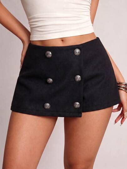 Rina Fox Women's Solid Color Casual Versatile Daily Wear Mini Skirt