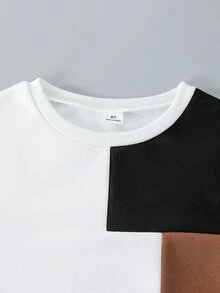 SHEIN Tween Boy Colorblock Casual Versatile Daily Long Sleeve Sweatshirt - Multicolor - View 7