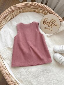 SHEIN 新生女嬰可愛卡通圖案背心裙 - 粉色 - 查看 2