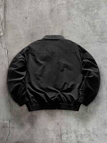 AXEPEAK Men's Solid Color Airplane Buckle Casual Daily Travel Long Sleeve Jacket - Black - View 2
