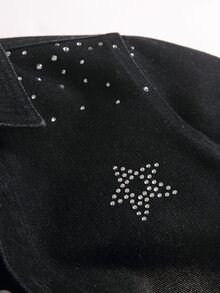 Kids Boys' 2pcs Set Black Denim Casual Long Sleeve Shirt And Pants With Shiny Rhinestone Star & Sun Pattern - Black - View 11