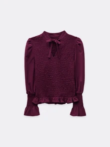 Nöista Deep Purplish-Red Fitted Top ,Ruffles, Softness, Elegance, French Romance. Versatile Piece For The Urban Woman's Wardrobe,Fall/Winter.. - Purple - View 8