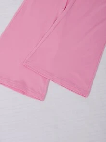 青少年女孩秋季套裝 Fall For Pink 三件套，立領夾克、背心上衣與微喇長褲，適合學校與運動穿著 - 粉色 - 查看 8