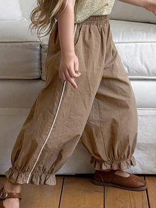 DAZY Young Girl Loose Lantern Pants With Elastic Waist Design - Brown - View 2