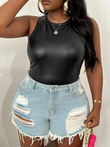 Slaydiva Plus Size Tank Tops & Camis - Black - View 5