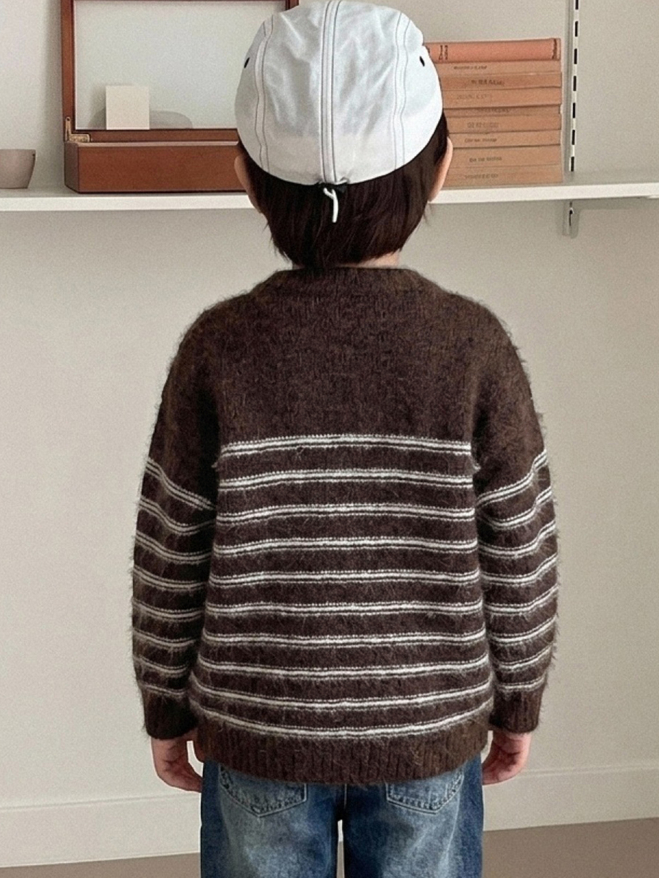 Young Boys' Colorblock Casual Striped Long Sleeve Cardigan Sweater, Autumn/Winter