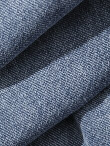 Dazy Plus Jaket Denim Vintage dengan Resleting Depan, Kantong Longgar, Kerah Tegak, Lengan Panjang, Cocok untuk Musim Semi, Musim Panas, dan Musim Gugur. - Medium Wash - View 10