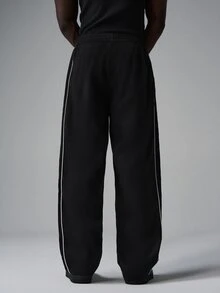 STYNVO Men's Colorblock Striped Straight Leg Sweatpants - Black - View 2