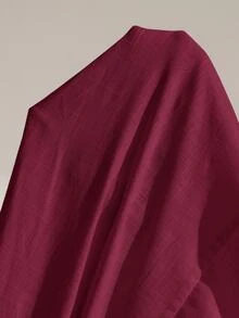 Ocili 純棉舒適女款花卉刺繡鏤空鈕扣設計家居休閒洋裝大尺碼睡袍 - 酒紅色 - 查看 8