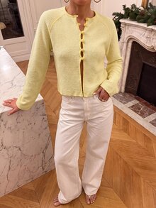Avantive Sweater Kasual Wanita Warna Polos, Musim Gugur - Kuning - View 6