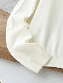 SHEIN Genkimix Kids 時尚休閒甜美櫻桃圖案女童套頭毛衣 - 米色 - 查看 9
