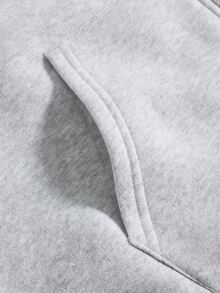 SHEIN Teen Boys Colorblock Plush Hooded Sweatshirt - Grey - View 5