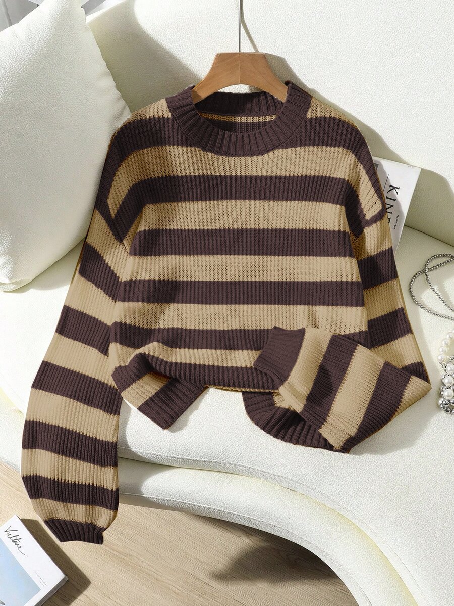 Franclia Autumn/Winter Casual Colorblock Striped Sweater - Multicolor - View 1