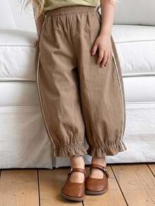 DAZY Young Girl Loose Lantern Pants With Elastic Waist Design - Brown - View 6