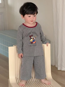 DAZY 嬰兒/幼兒（男童）圓領卡通背心與長褲 2 件套居家服 - 淺灰色 - 查看 6