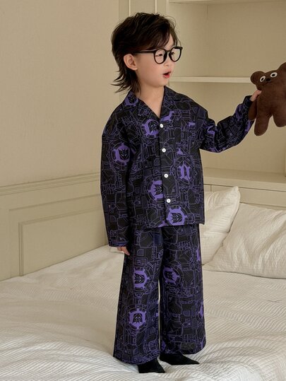 Transformers Evergreen X DAZY Young Boy Collared Long Sleeve Top + Straight Leg Pants Casual Loungewear Set