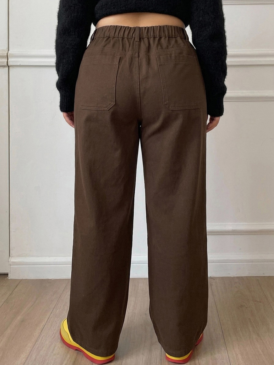 Dazy Plus Solid Color Casual Fun Commute Brown Straight Leg Long Pants Denim All Season Autumn/Winter New