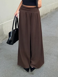 Firerie Women's Fashion Commuter Wide Leg Long Pants - Brown - View 1