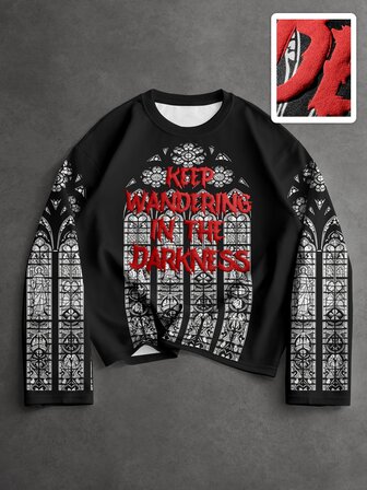 Street Life Men's Letter Print Casual Long Sleeve T-Shirt For Daily Wear